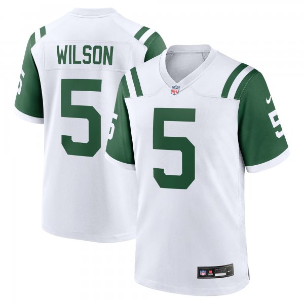 Men's New York Jets #5 Garrett Wilson Nike White Classic Alternate Jersey