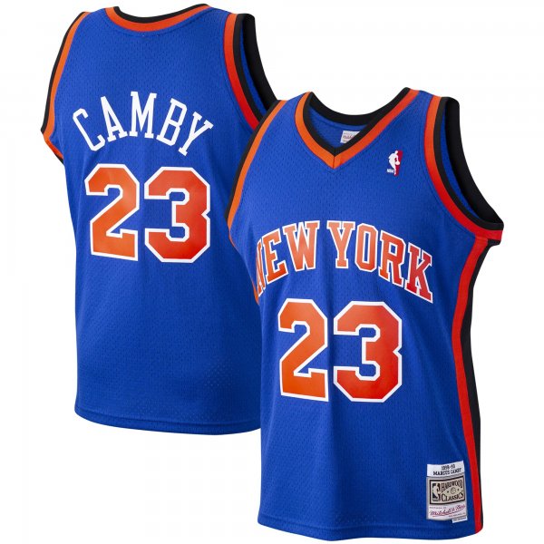 Men's New York Knicks Marcus Camby Mitchell & Ness Blue 1998/99 Hardwood Classics Swingman Jersey