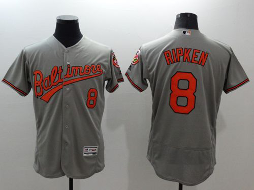 Baltimore Orioles #8 Cal Ripken Grey Flexbase Collection Stitched MLB Jersey