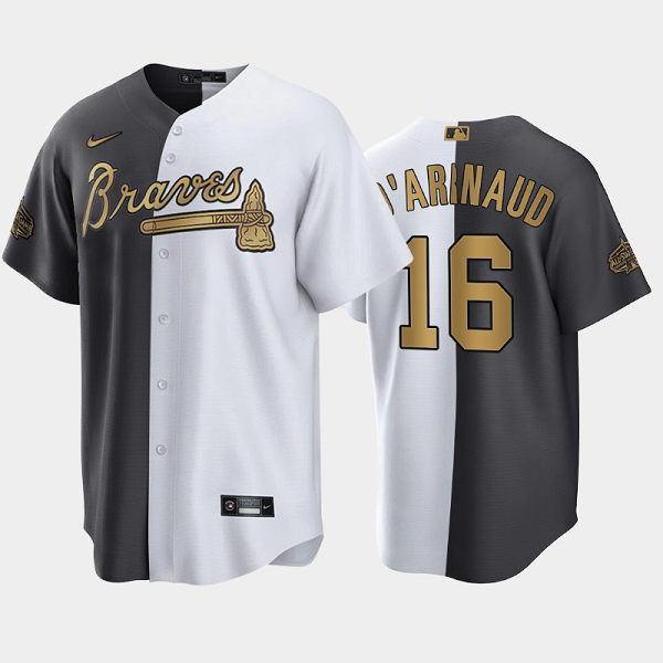 Men's Atlanta Braves #16 Travis d'Arnaud White Charcoal 2022 MLB All-Star Game Split Jersey