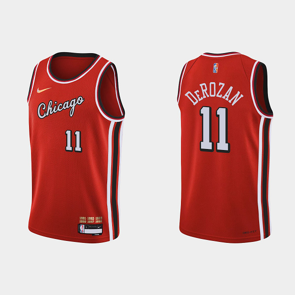 Men's Chicago Bulls #11 DeMar DeRozan 75th Anniversary Red City NBA Jersey