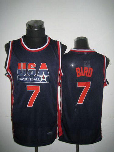 Men's Team USA #7 Larry Bird Dark Blue 2012 USA Basketball Retro Stitched NBA Jersey