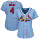 St. Louis Cardinals #4 Yadier Molina Light Blue Alternate Women's Stitched MLB Jersey