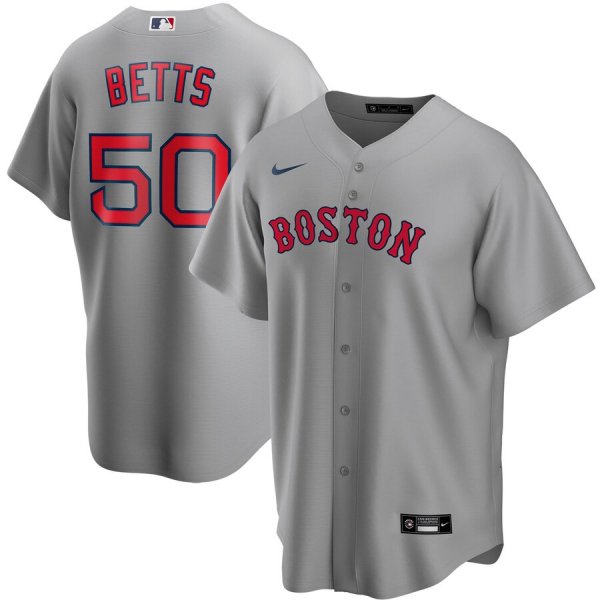 Men's Nike Boston Red Sox #50 Mookie Betts Gray Road 2020 MLB Jersey