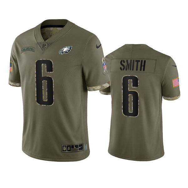 Philadelphia Eagles DeVonta Smith Olive 2022 Salute To Service Limited Jersey #6