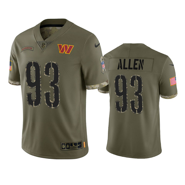 Washington Commanders Jonathan Allen #93 Olive 2022 Salute To Service Limited Jersey