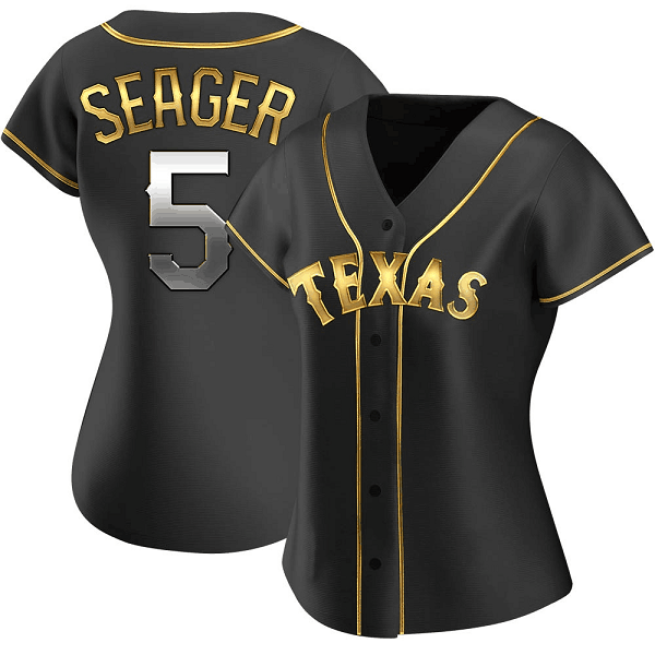 Women's Texas Rangers #5 Corey Seager Black Golden Alternate Jersey