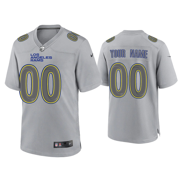 Men's Los Angeles Rams Custom Gray Atmosphere Fashion Game Jersey