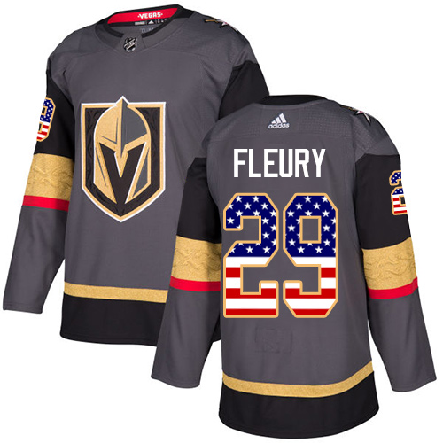 Adidas Golden Vegas Golden Knights #29 Marc-Andre Fleury Grey Home USA Flag Stitched NHL Jersey