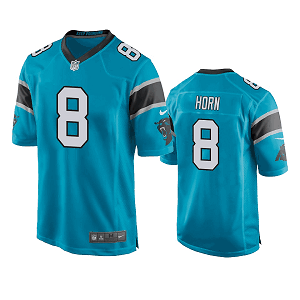 Men's Carolina Panthers #8 Jaycee Horn Blue Game Jersey