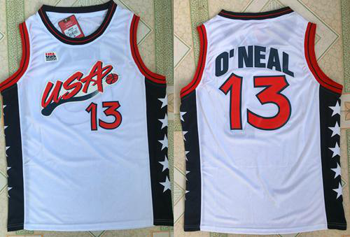 Nike Men's Team USA #13 Shaquille O'Neal White 1996 Dream Team Stitched NBA Jersey