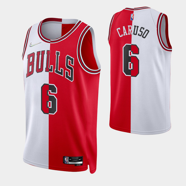 Men's Chicago Bulls Alex Caruso #6 2021-22 Red White Split Edition NBA Jersey