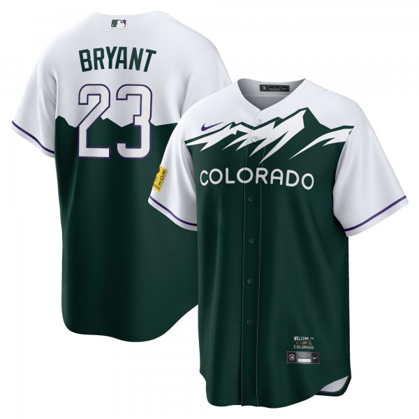 Men's Colorado Rockies Kris Bryant Nike White/Forest Green City Connect Replica Player Jersey