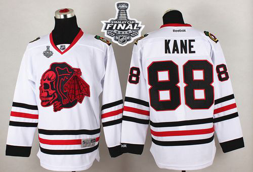 Chicago Blackhawks #88 Patrick Kane White(Red Skull) 2015 Stanley Cup Stitched NHL Jersey