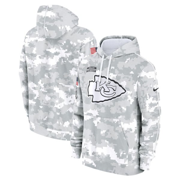 Youth Nike Arctic Camo Kansas City Chiefs 2024 Salute To Service Club Fleece Pullover Hoodie