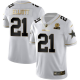 Men's Dallas Cowboys #21 Ezekiel Elliott White Golden Edition With 1960 Patch Limited Stitched Jersey