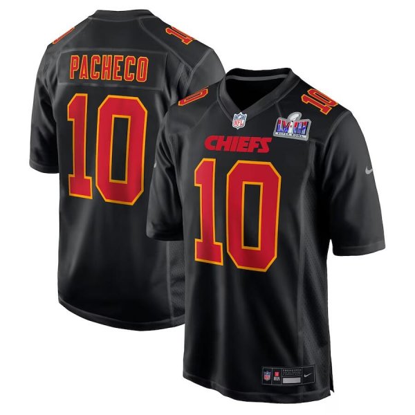 Men's Kansas City Chiefs #10 Isiah Pacheco Nike Black Super Bowl LVIII Carbon Fashion Limited Player Jersey