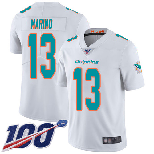 Miami Dolphins #13 Dan Marino White Men's Stitched NFL 100th Season Vapor Limited Jersey