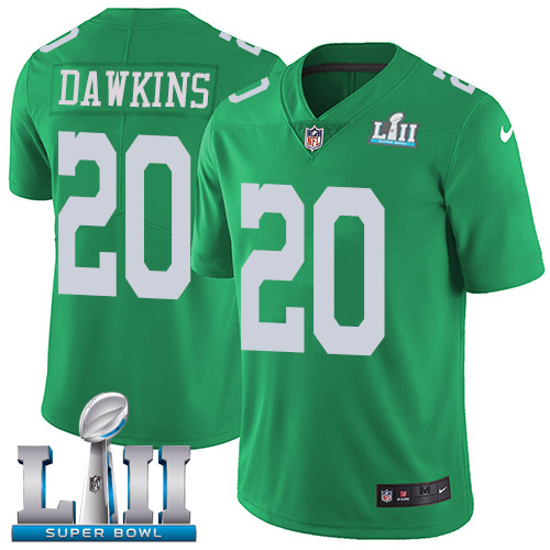 Men's Nike NFL Philadelphia Eagles #20 Brian Dawkins Limited Green Rush Vapor Untouchable Super Bowl LII Jersey