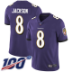 Baltimore Ravens #8 Lamar Jackson Purple Team Color Men's Stitched NFL 100th Season Vapor Limited Jersey