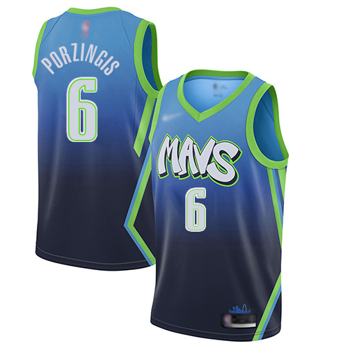 Dallas Mavericks #6 Kristaps Porzingis Blue NBA Swingman City Edition 2019/20 Jersey