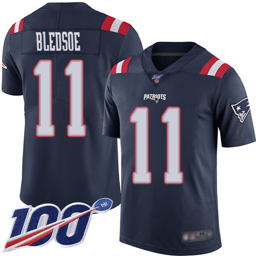 New England Patriots #11 Drew Bledsoe Navy Blue Men's Stitched NFL Limited Rush 100th Season Jersey