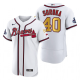 Men's Atlanta Braves #40 Mike Soroka White 2022 Gold Program 4-Time World Series Champions MLB Jersey