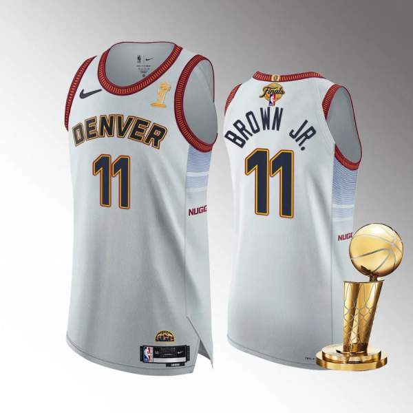 Men's Denver Nuggets Bruce Brown Jr. 2023 NBA Finals Champions White Jersey