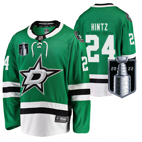 Men's Dallas Stars Roope Hintz 2022 Stanley Cup Playoffs #24 Green Home Jersey