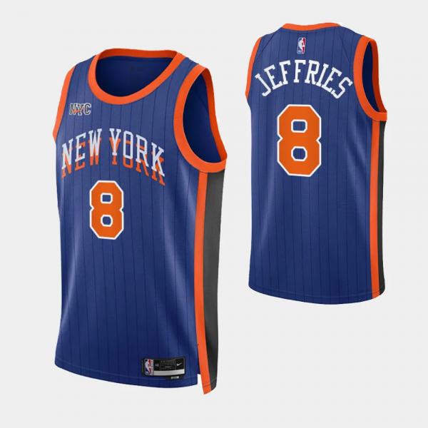 2023-24 City Edition New York Knicks #8 DaQuan Jeffries Blue Swingman Jersey