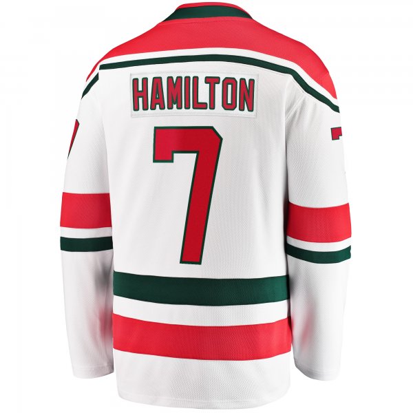 Men's New Jersey Devils Dougie Hamilton Fanatics White 2022/23 Heritage Premier Breakaway Jersey