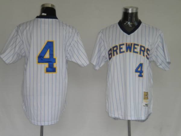 Mitchell And Ness Milwaukee Brewers #4 Paul Molitor Stitched White Throwback MLB Jersey