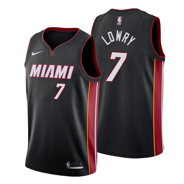 Mens's Miami Heat #7 Kyle Lowry Black Swingman Icon Edition NBA Jersey