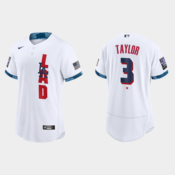 Men's Los Angeles Dodgers #3 Chris Taylor White 2021 MLB All-Star Game Jersey