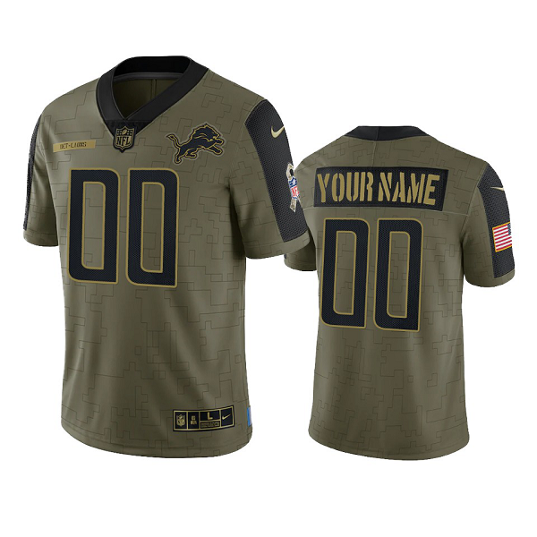 Detroit Lions Custom Olive 2021 Salute To Service Men's Limited NFL Jersey