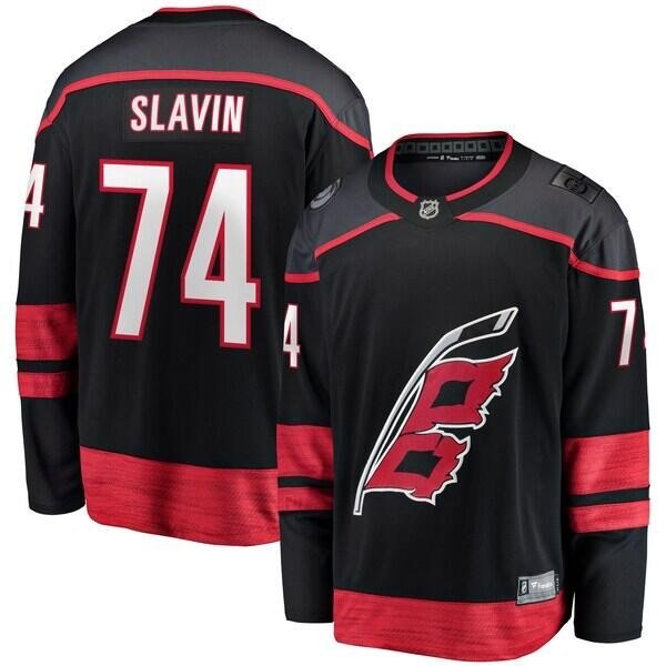 Men's Carolina Hurricanes #74 Jaccob Slavin Fanatics Branded Black Home Breakaway Player Jersey