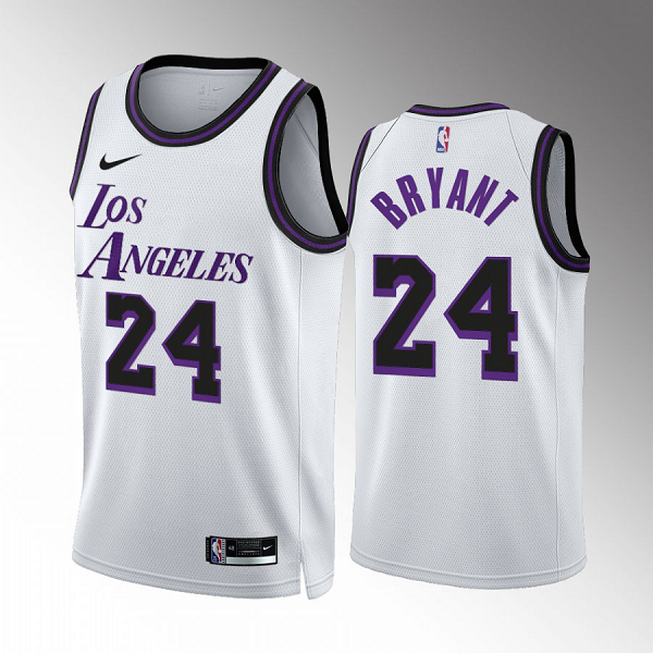 Men's NBA Los Angeles Lakers Kobe Bryant #24 2022-23 City Edition White Jersey