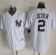 New York Yankees #2 Derek Jeter New White Strip Cool Base Stitched MLB Jersey