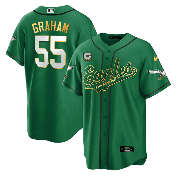 Men's Philadelphia Eagles #55 Brandon Graham Green Baseball Stitched Jersey