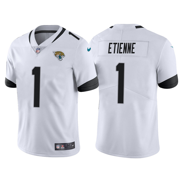 Men's Nike Jacksonville Jaguars #1 Travis Etienne 2021 NFL Draft White Vapor Untouchable Limited Stitched Jersey