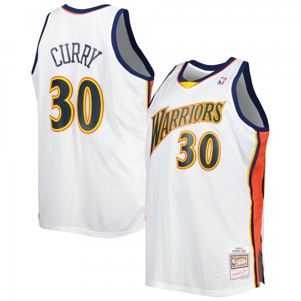 Men's Golden State Warriors Stephen Curry Mitchell & Ness White Big & Tall Hardwood Classics 2008/09 Swingman Jersey