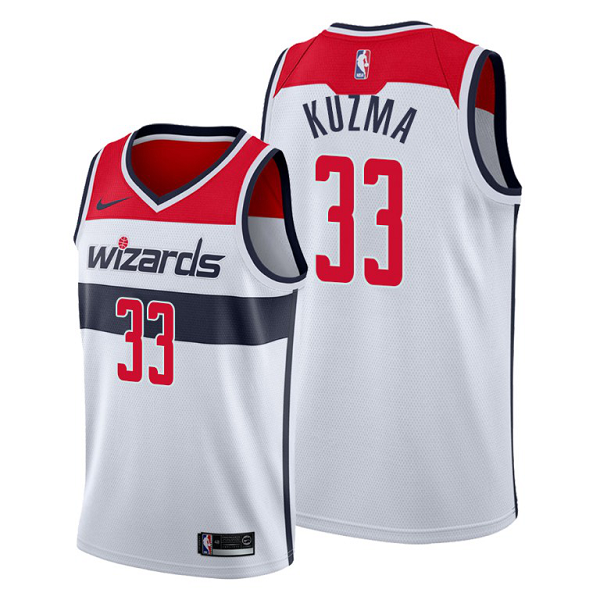 Men's Washington Wizards #33 Kyle Kuzma 2021 Trade White Association Edition NBA Jersey