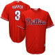 Youth Philadelphia Phillies #3 Bryce Harper Majestic MLB Official Cool Base Player Scarlet Jersey