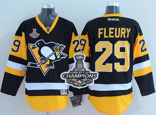 Pittsburgh Penguins #29 Andre Fleury Black Alternate 2017 Stanley Cup Finals Champions Stitched NHL Jersey