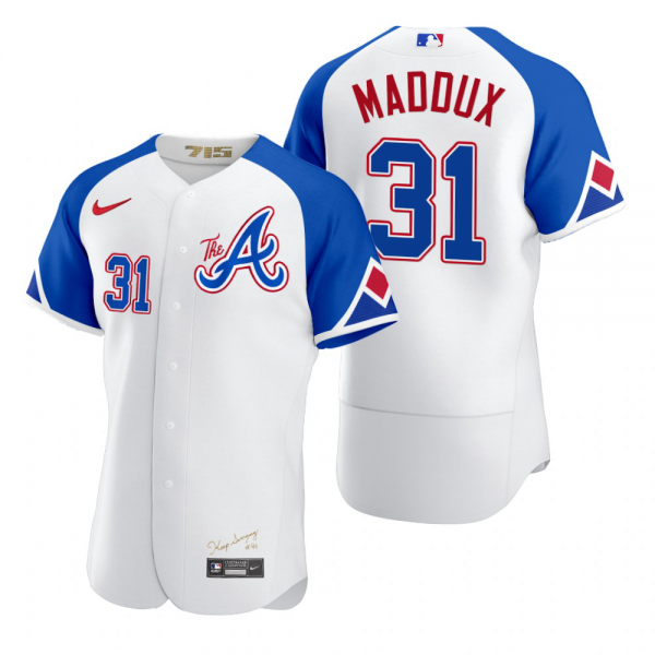 Men's Atlanta Braves #31 Greg Maddux White 2023 City Connect Flex Base Jersey