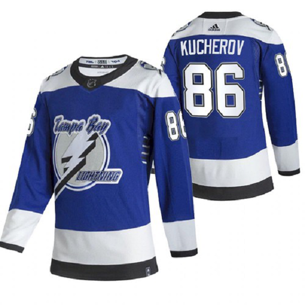 Men's Tampa Bay Lightning Nikita Kucherov 2021 Reverse Retro Blue Jersey