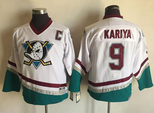 Anaheim Ducks #9 Paul Kariya White CCM Throwback Youth Stitched NHL Jersey