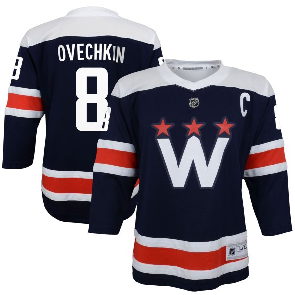 Youth Washington Capitals Alexander Ovechkin Navy 2020/21 Alternate Replica Player Jersey