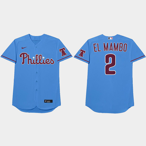 Jean Segura Nickname Phillies 2021 Players Weekend El Mambo Blue Men's Jersey