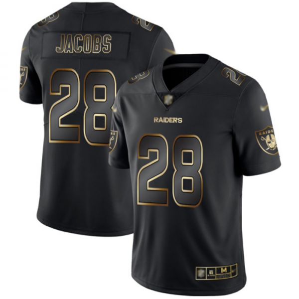 Las Vegas Raiders #28 Josh Jacobs Black/Gold Men's Stitched NFL Vapor Untouchable Limited Jersey